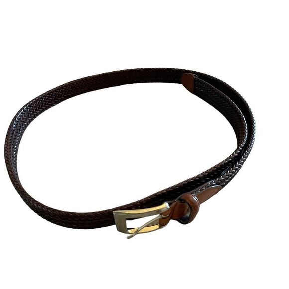 IZOD Chesnut Brown Braided Genuine Leather Tabs Belt Size 42/105 42 Men’s - Picture 4 of 4